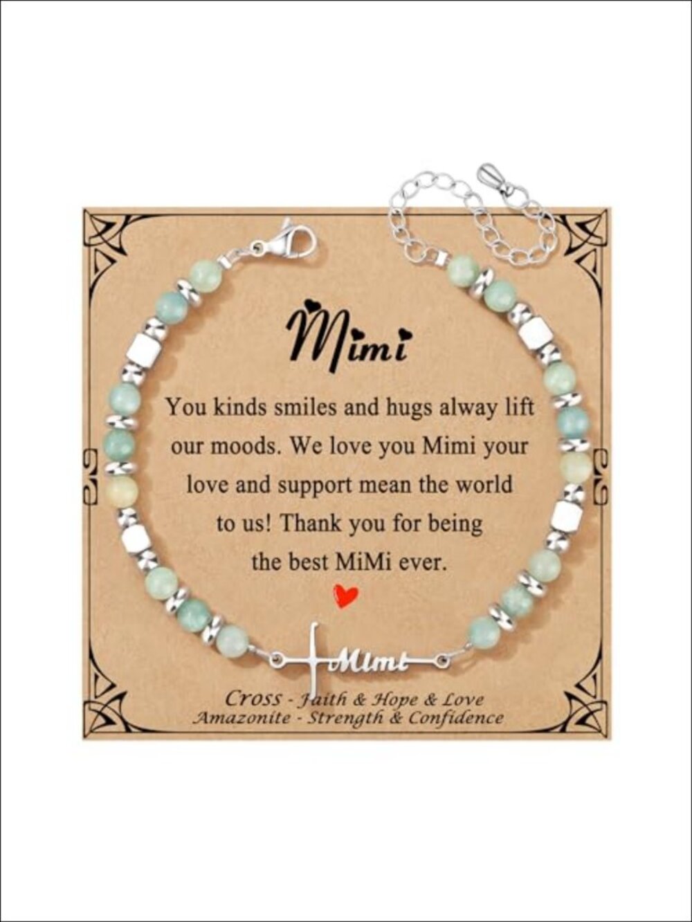Amazonite Cross Bracelet Adjustable 4mm Stone Religious Jewelry Gift